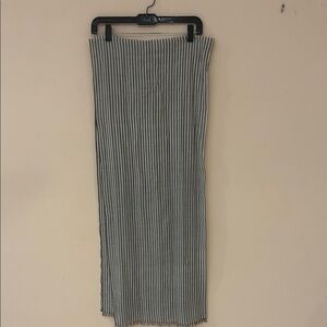 Theory lightweight wool scarf. Grey and white small stripes